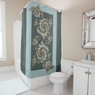 Abstract Beige Light Blue Fractal Art Spirals