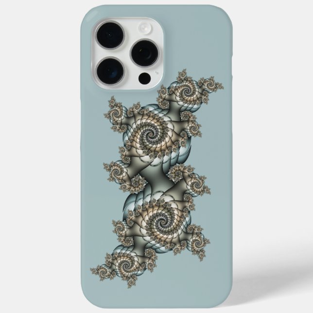 Abstract Beige Light Blue Fractal Art Spirals Case-Mate iPhone Case (Back)