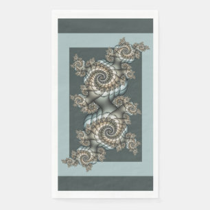 Abstract Beige Light Blue Fractal Art Spirals Napkin