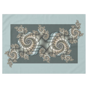 Abstract Beige Light Blue Fractal Art Spirals Tablecloth