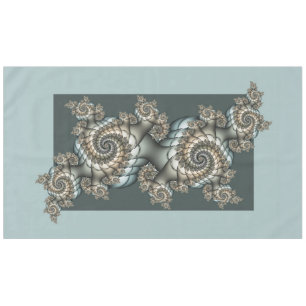 Abstract Beige Light Blue Fractal Art Spirals Tablecloth