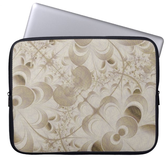 Abstract beige pattern laptop sleeve (Front)