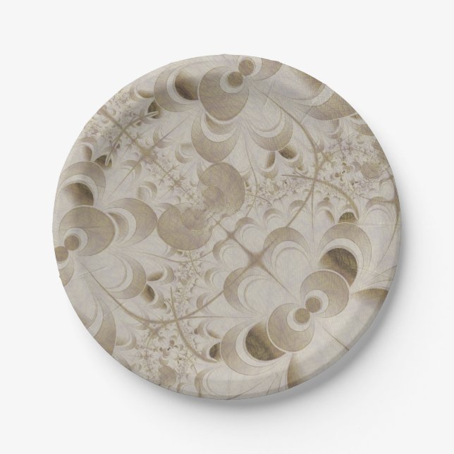 Abstract beige pattern paper plate (Front)