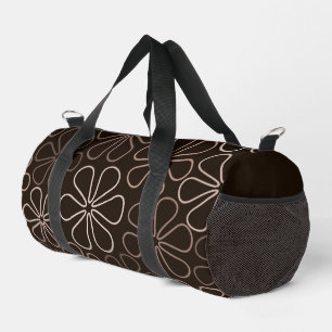 Abstract Big Flower Outlines Browns & Creams Duffle Bag