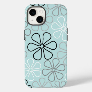 Abstract Big Flower Outlines BWG+Duck Egg Blue Case-Mate iPhone 14 Case