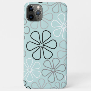 Abstract Big Flower Outlines BWG+Duck Egg Blue iPhone 11 Pro Max Case