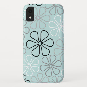 Abstract Big Flower Outlines BWG+Duck Egg Blue iPhone XR Case