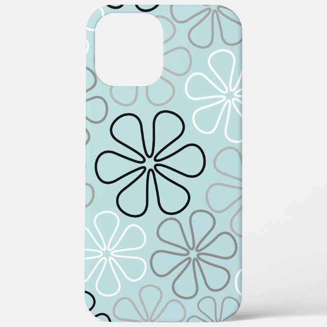 Abstract Big Flower Outlines BWG+Duck Egg Blue Case-Mate iPhone Case (Back)