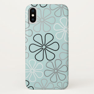 Abstract Big Flower Outlines BWG+Duck Egg Blue Case-Mate iPhone Case