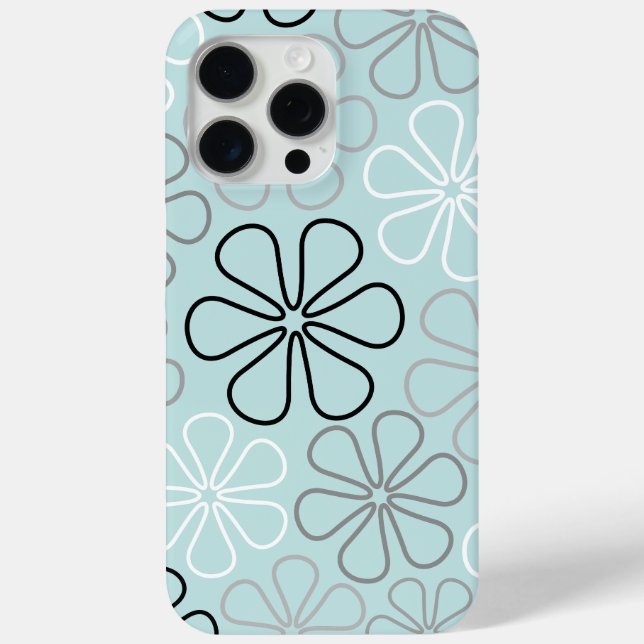 Abstract Big Flower Outlines BWG+Duck Egg Blue Case-Mate iPhone Case (Back)