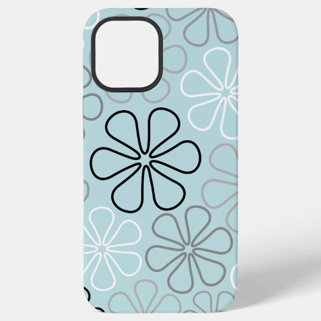 Abstract Big Flower Outlines BWG+Duck Egg Blue iPhone Case (Back)