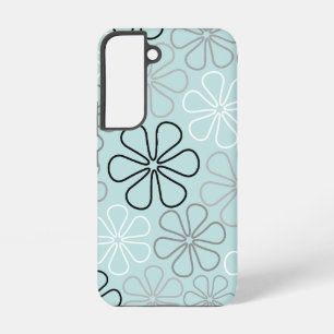 Abstract Big Flower Outlines BWG+Duck Egg Blue Samsung Galaxy Case
