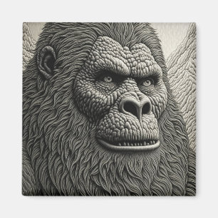 Abstract Bigfoot in Black and White Ai Art Magnet