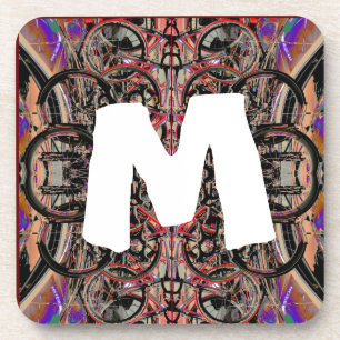 Abstract Bikes and Your Monogram Coaster