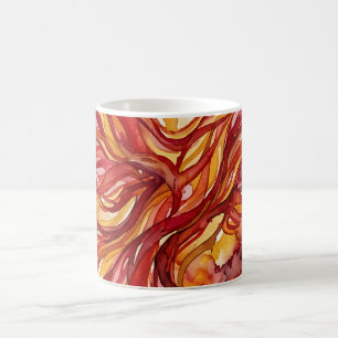 Abstract Bird Fire Red Watercolor Coffee Mug