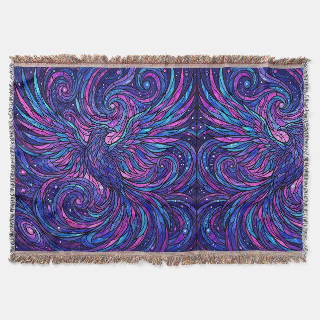 Abstract Bird Flight Purple Stained Blankets (Front)
