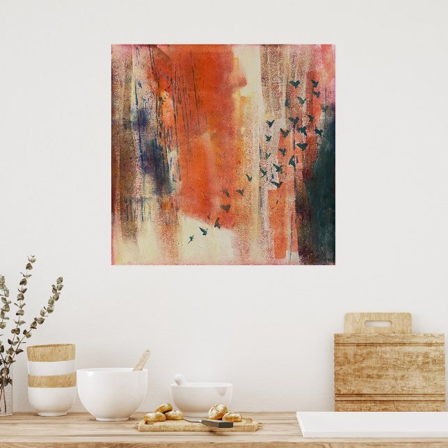 Abstract Bird Migration Art Poster - Colourful Wal (Kitchen)