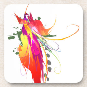 Abstract Bird of Paradise Paint Splatters Coaster