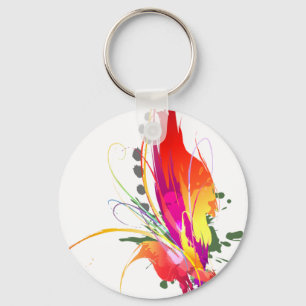 Abstract Bird of Paradise Paint Splatters Keychain