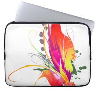 Abstract Bird of Paradise Paint Splatters Laptop Sleeve