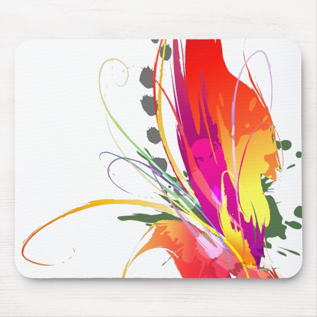 Abstract Bird of Paradise Paint Splatters Mouse Pad (Front)