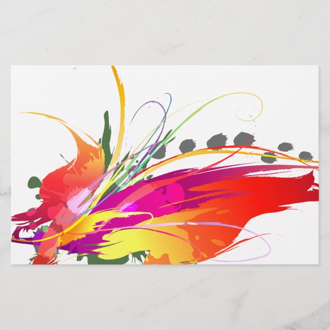 Abstract Bird of Paradise Paint Splatters Stationery (Front)