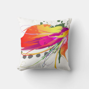 Abstract Bird of Paradise Paint Splatters Throw Pillow