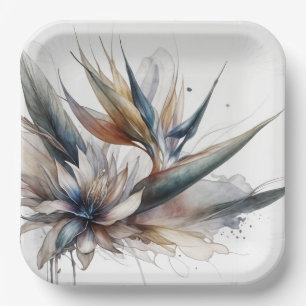 Abstract Bird of Paradise Paper Plate