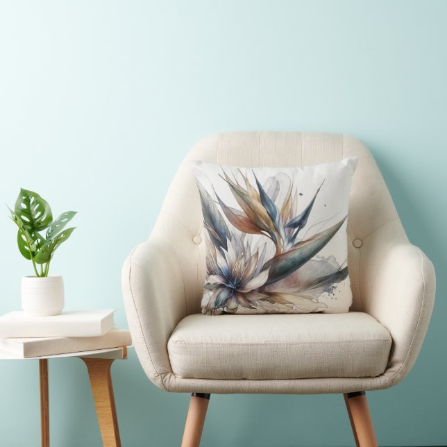 Abstract Bird of Paradise Throw Pillow (Chair)