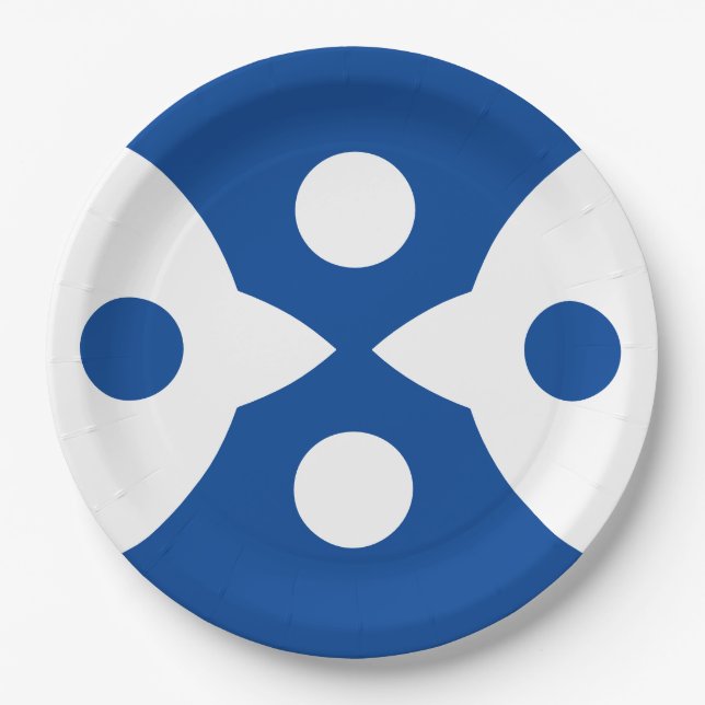 Abstract Birds Bold Simple Design Deep Blue Paper Plate (Front)