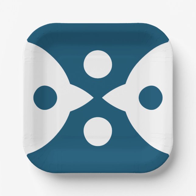 Abstract Birds Bold Simple Design Ocean Blue Paper Plate (Front)