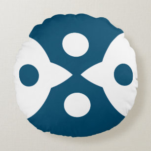 Abstract Birds Bold Simple Design Ocean Blue Round Pillow