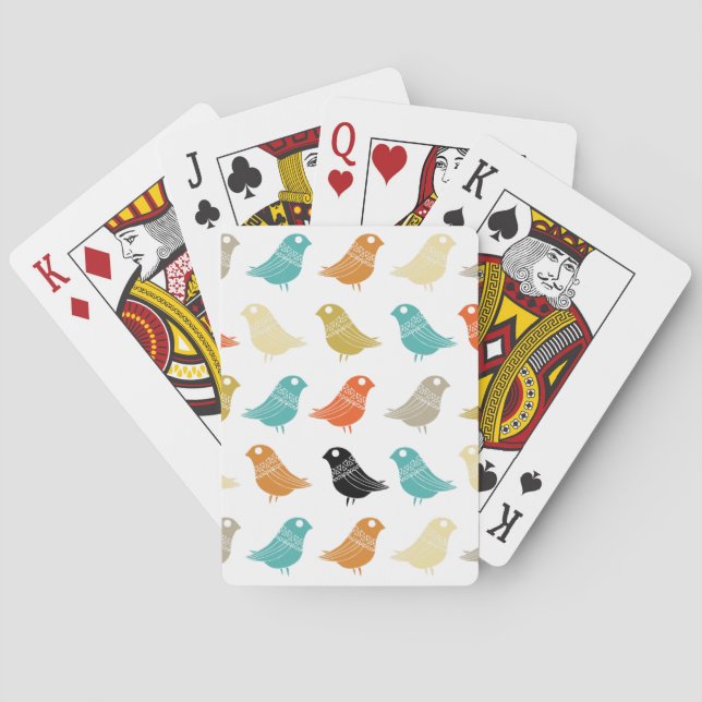 Abstract Birds Mid Century Modern Colourful Playing Cards (Back)