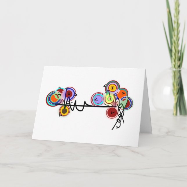 abstract birds on a fence card (Front)