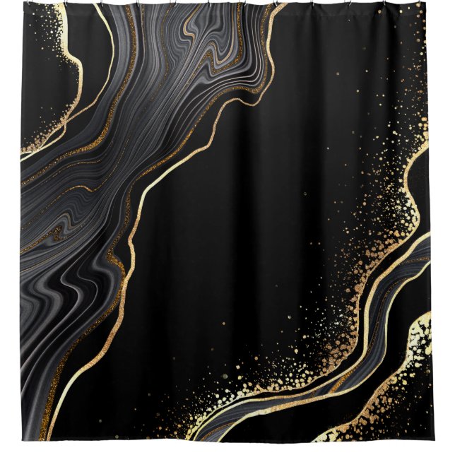 abstract black agate background with golden veins, (Front)