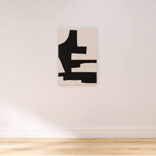 Abstract Black and Beige Bold Shapes Canvas Print