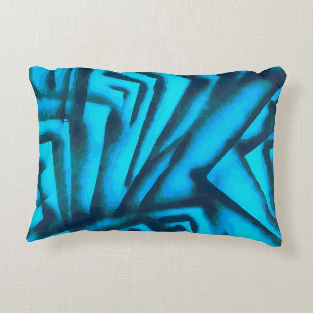 Abstract Black and Blue  Accent Pillow (Back)