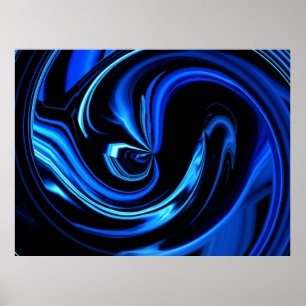 Abstract Black And Blue Art Poster