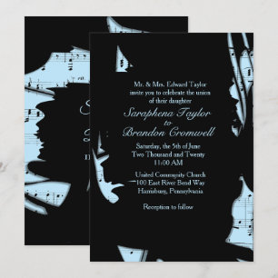 Abstract Black and Blue Music Wedding Invitation