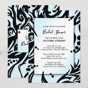 Abstract Black and Blue Tribal Bridal Shower   Invitation