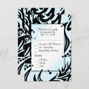 Abstract Black and Blue Tribal with Menu RSVP