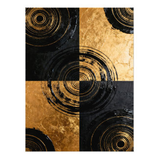 Abstract Black and Gold Circles Photo Print