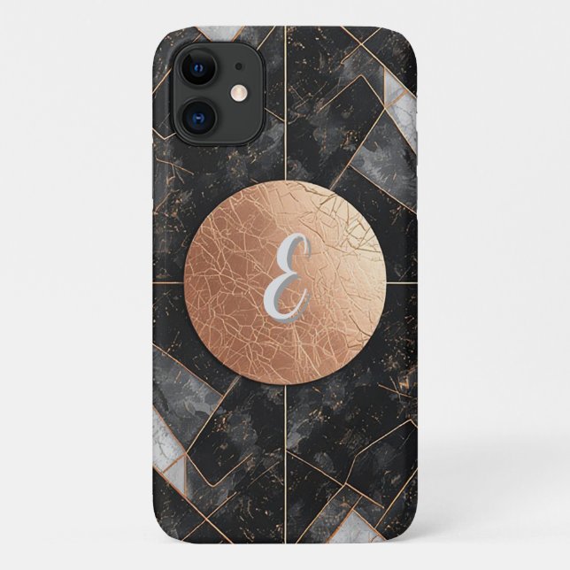 Abstract Black and Gold Decorative Geometric Case-Mate iPhone Case (Back)