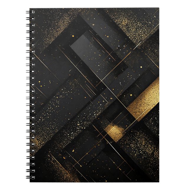 Abstract Black and Gold Geometric Design Notebook (Front)