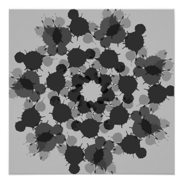 Abstract black and gray flower design poster (Front)