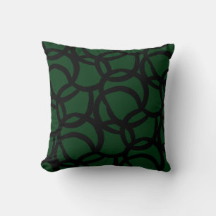 Abstract Black and Green Line Pattern Throw Pillow
