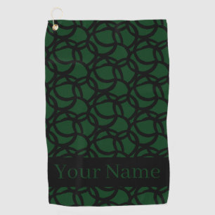 Abstract Black and Green Pattern Personalized Golf Towel