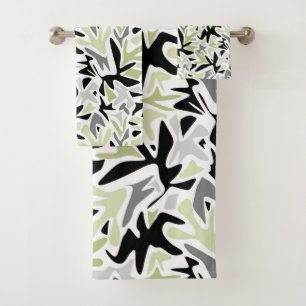 Abstract, Black and Green, Youth, Modern, Creative Bath Towel Set