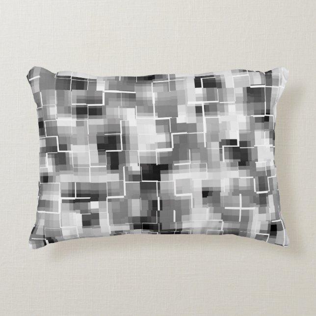 Abstract Black and Grey Decorative Pillow (Front)