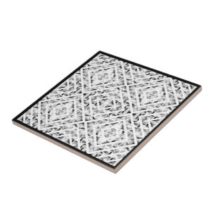 Abstract Black And Grey Eyelashes Brushstrokes Art Tile